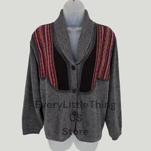 Artesanias A.T Alpaca Style Sweater Cardigan S Shawl Collar Grandpa Grandma Core